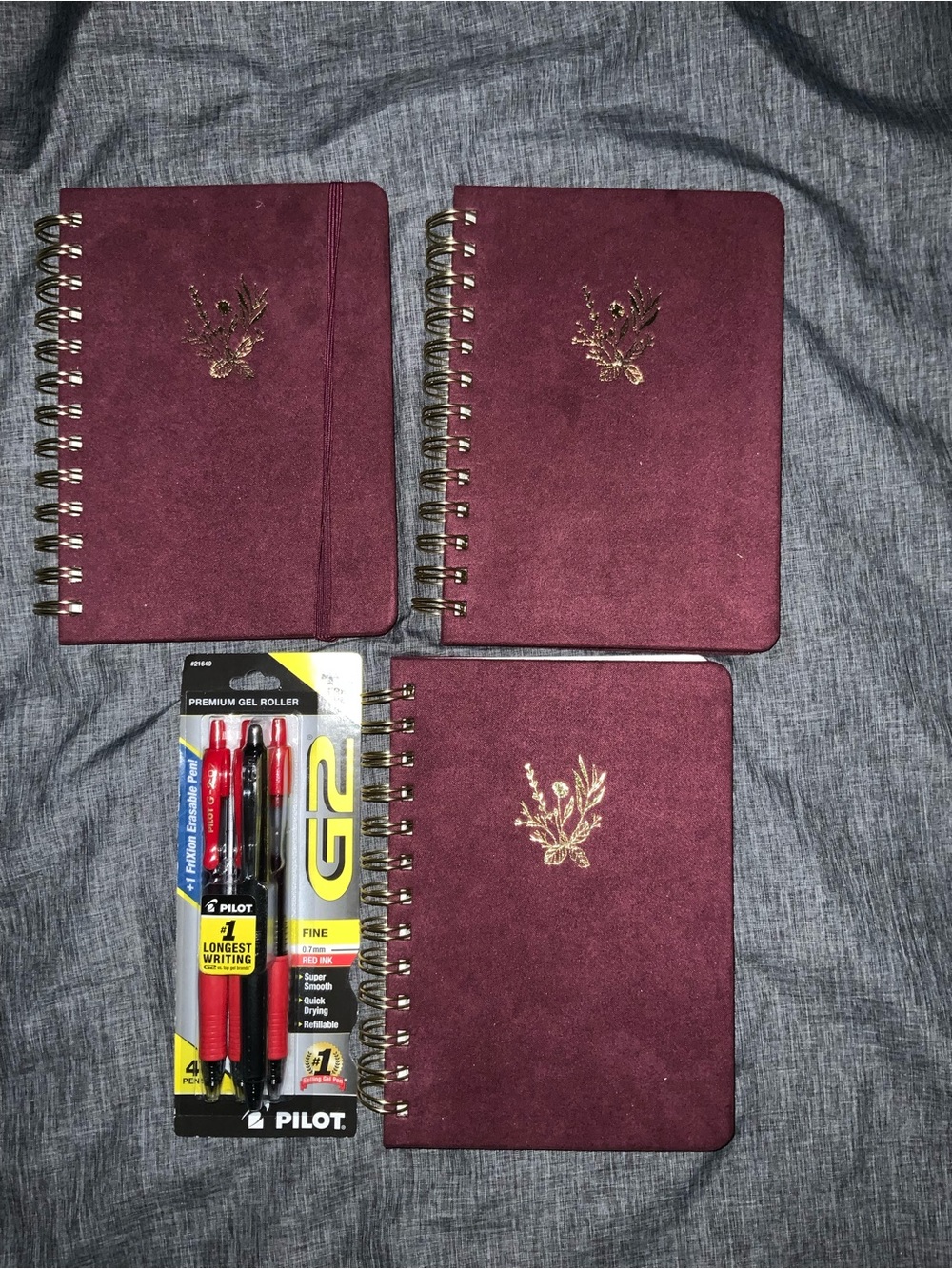 Threshold Burgundy Spiral Notebooks Set with Black & Red Pens